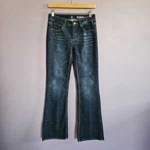 New York & Co. 2000s Y2K Dark Wash Low Rise Streetwear Curvy Flare Jeans
